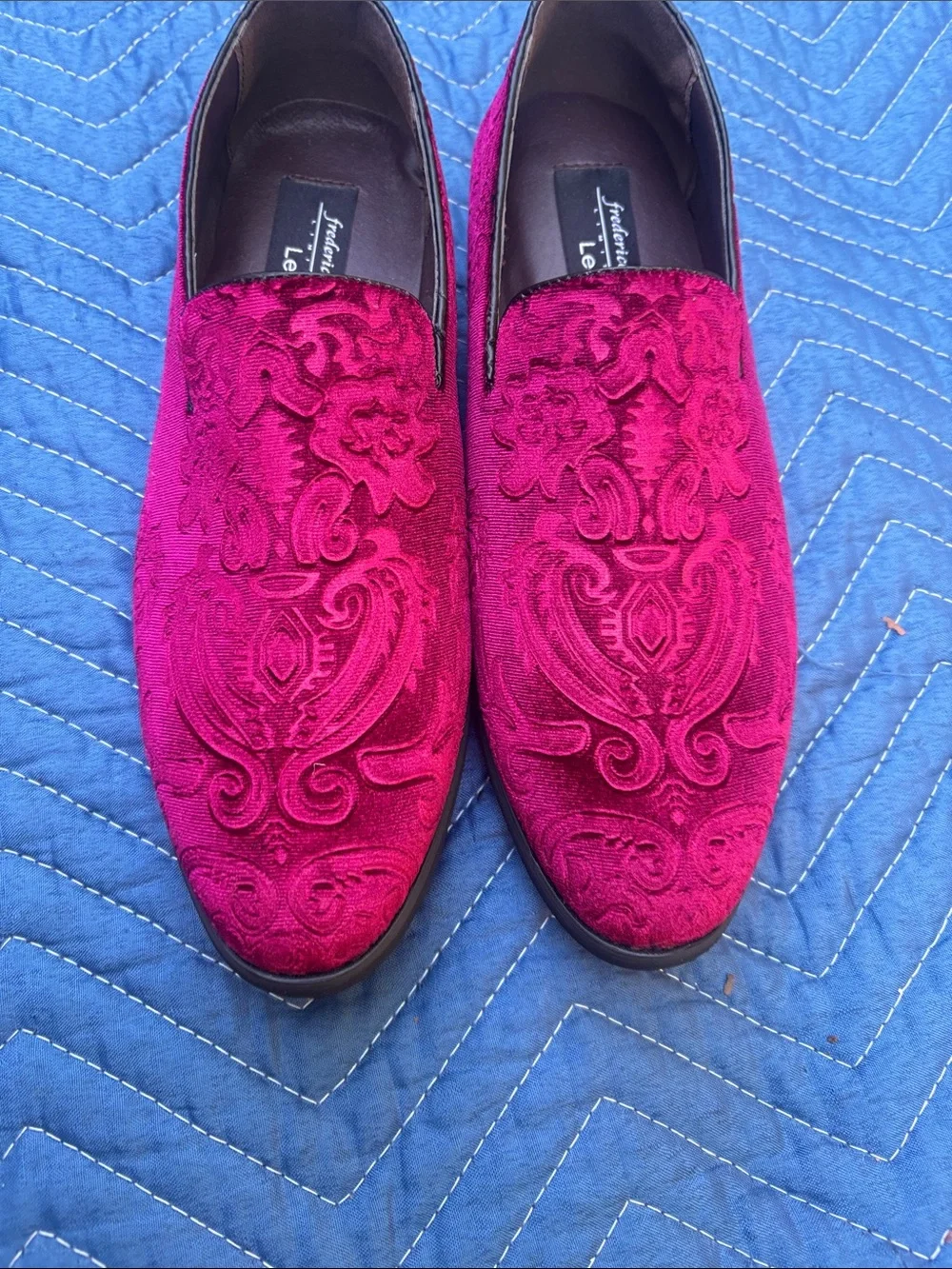 Fredrico Leone Red Embroidered Slip-On Loafers